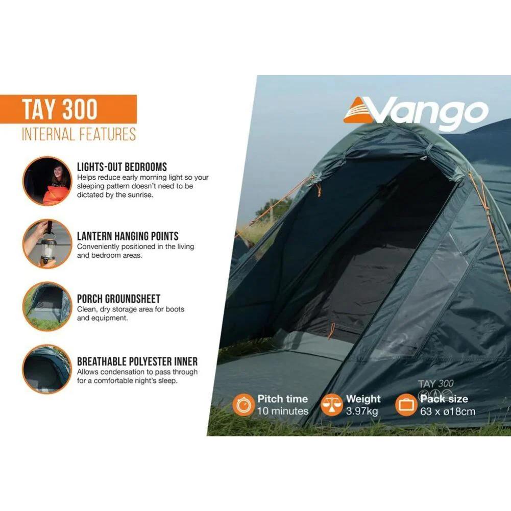 Vango Tay 300 Tent - 3 Man Tent (Deep Blue) - Image 9