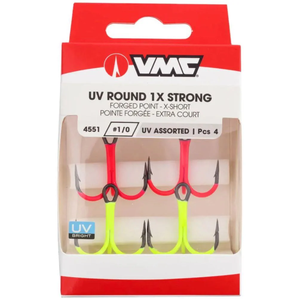 VMC 4551 UV Assorted Round Strong 3/0 Treble Hook x4 - Image 2