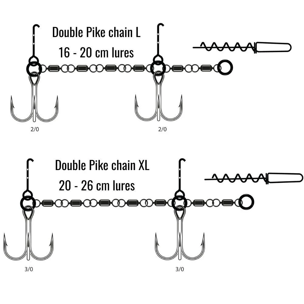 VMC Double Pike Chain Treble Hook (UV Orange) - Image 2
