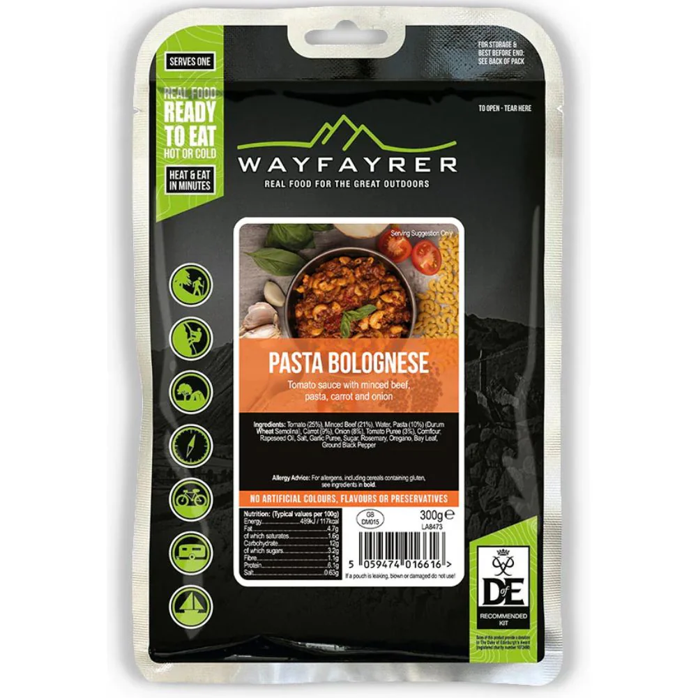 Wayfayrer Pasta Bolognese - Outdoor Camping Ready to Eat Meal Pouch