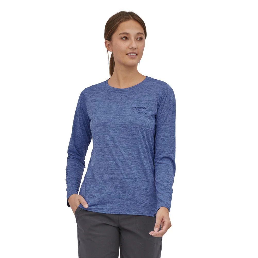 Patagonia Women's Long-Sleeved Capilene Cool Daily Graphic Shirt (Current Blue X-Dye ) - Image 2