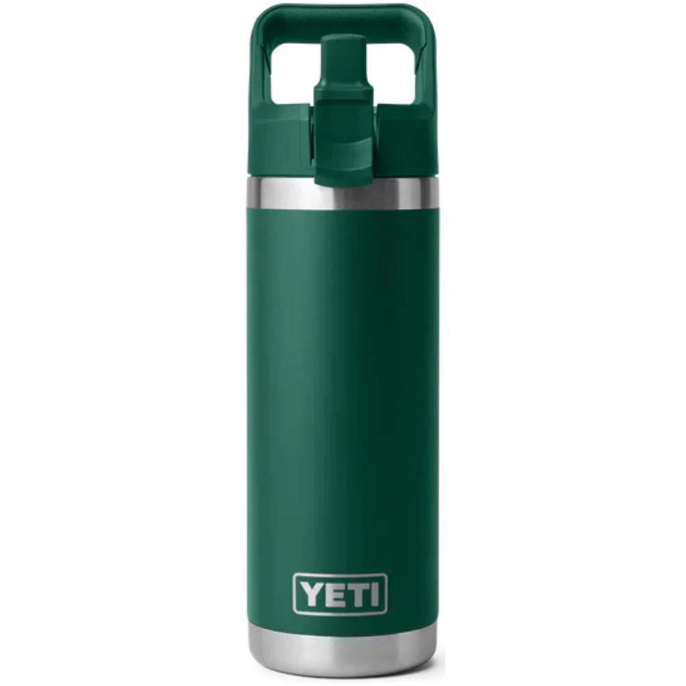 Yeti Rambler 18 Oz Bottle With Straw Cap (Black Forest Green) - Image 4