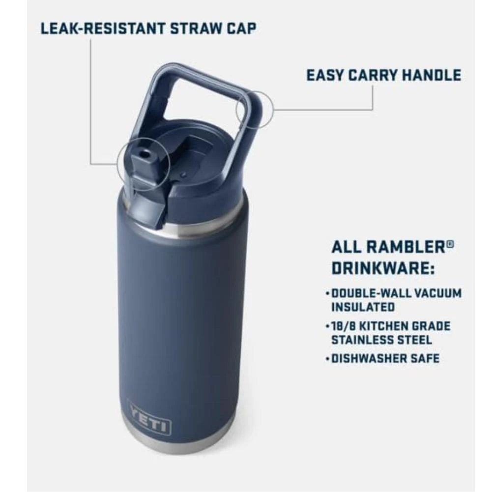 Yeti Rambler 18 Oz Bottle With Straw Cap (Black Forest Green) - Image 6