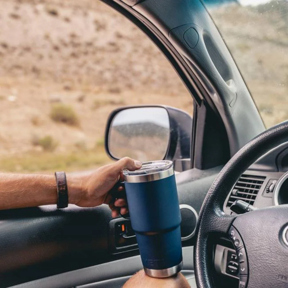YETI Rambler 20 Oz Travel Mug (Navy) - Image 7