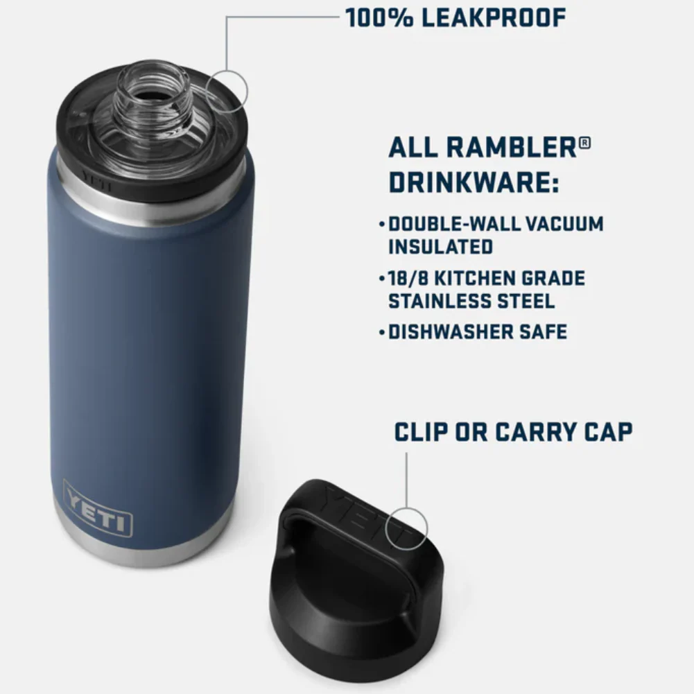 Yeti Rambler 26 OZ Bottle With Chug Cap (Navy) - Image 5