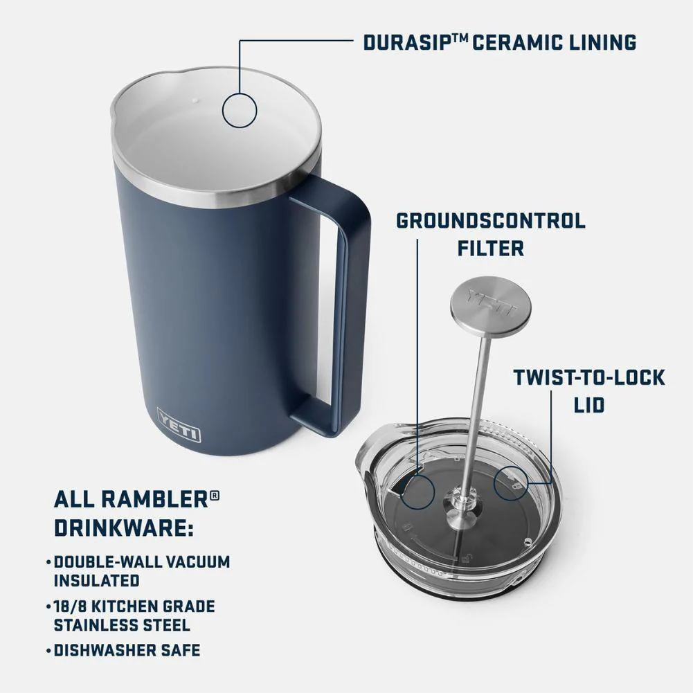 Yeti Rambler French Press 34Oz (Navy) - Image 10